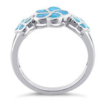 Sterling Silver Lab Opal Plumeria Ring