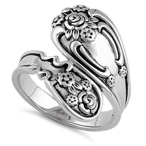 Sterling Silver Flower Blossoms Spoon Ring