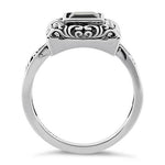 Sterling Silver Ornate Black CZ Ring