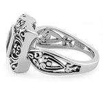 Sterling Silver Ornate Black CZ Ring