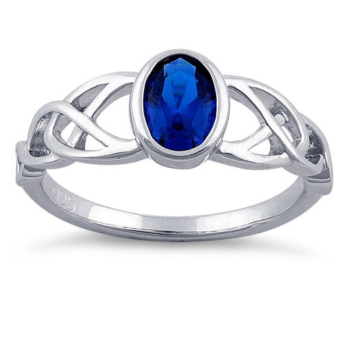 Sterling Silver Oval Blue CZ Ring