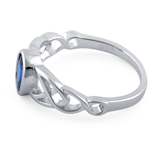 Sterling Silver Oval Blue CZ Ring