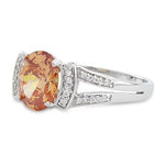 Sterling Silver Oval Champagne CZ Ring