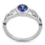 Sterling Silver Oval Tanzanite CZ Celtic Ring