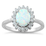 Sterling Silver Oval White Lab Opal CZ Ring