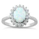 Sterling Silver Oval White Lab Opal CZ Ring