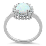 Sterling Silver Oval White Lab Opal CZ Ring