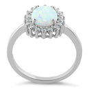 Sterling Silver Oval White Lab Opal CZ Ring