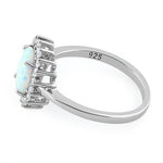 Sterling Silver Oval White Lab Opal CZ Ring