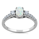 Sterling Silver Oval White Lab Opal CZ Ring