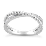 Sterling Silver Overlap Beads CZ Ring