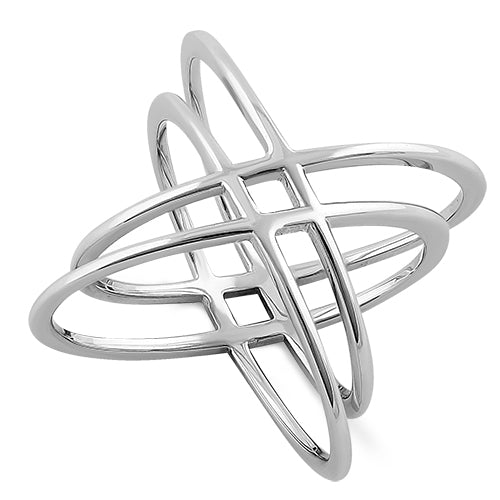 Sterling Silver Overlapping Atom Design Ring