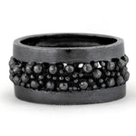 Sterling Silver Pebbles Wide Oxidized Ring