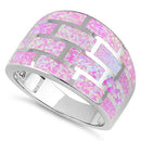 Sterling Silver Pink Bricks Lab Opal Ring