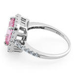 Sterling Silver Pink Halo CZ Ring