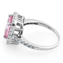 Sterling Silver Pink Halo CZ Ring