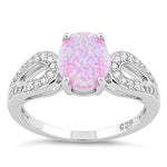 Sterling Silver Pink Oval Lab Opal CZ Ring