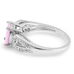 Sterling Silver Pink Oval Lab Opal CZ Ring