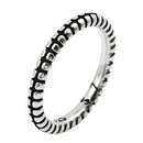 Sterling Silver Plain Silver Striped And Split Design Stackable Ring