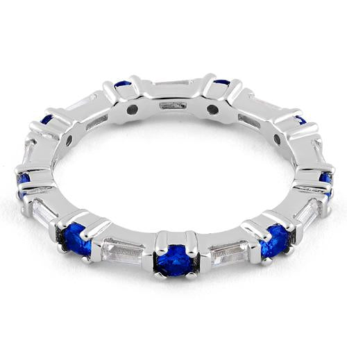 Sterling Silver Precious Eternity Blue Spinel CZ Ring