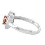 Sterling Silver Precious Heart Fire Orange CZ Ring