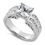 Sterling Silver Princess-Cut CZ Engagement Ring