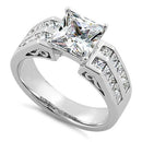 Sterling Silver Princess-Cut CZ Engagement Ring