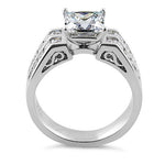 Sterling Silver Princess-Cut CZ Engagement Ring