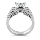 Sterling Silver Princess-Cut CZ Engagement Ring