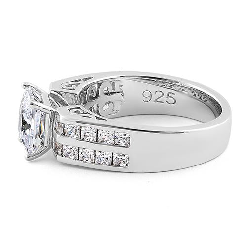 Sterling Silver Princess-Cut CZ Engagement Ring
