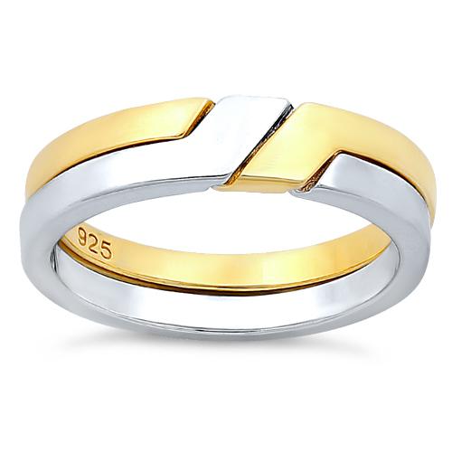 Sterling Silver Puzzle Gold Plated Two-Tone Ring