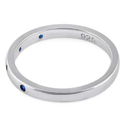 Sterling Silver Quadruplet Round Cut Blue Spinel CZ Ring