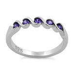 Sterling Silver Quintuple Amethyst CZ Ring
