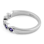 Sterling Silver Quintuple Amethyst CZ Ring