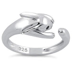 Sterling Silver Rabbit Black CZ Ring