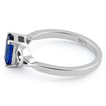 Sterling Silver Rectangle Blue Spinel Celtic CZ Ring