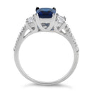 Sterling Silver Rectangular Blue CZ Ring