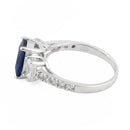 Sterling Silver Rectangular Blue CZ Ring
