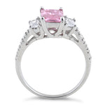 Sterling Silver Rectangular Pink CZ Ring