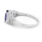Sterling Silver Rectangular Stone Tanzanite CZ Ring