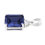 Sterling Silver Rectangular Tanzanite-tone CZ Pendant