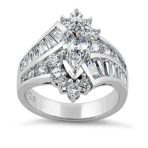 Sterling Silver Marquise CZ Engagement Ring