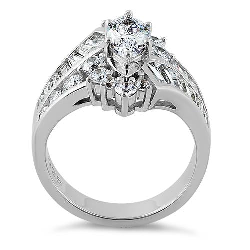 Sterling Silver Marquise CZ Engagement Ring