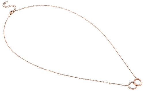 Sterling Silver Rose Gold Double Link Circles CZ Necklace