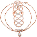 Sterling Silver Rose Gold Figure 8 Extravagant CZ Chain Ring Bracelet