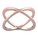 Sterling Silver Rose Gold Plated Overlapping X Ring