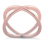 Sterling Silver Rose Gold Plated Overlapping X Ring
