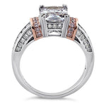 Sterling Silver Rose Gold-Plated Emerald-Cut CZ Ring