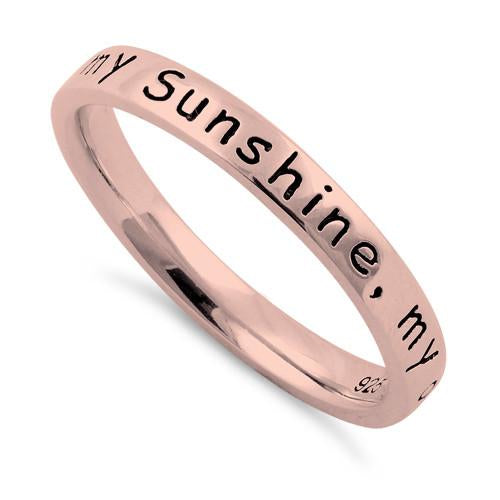 Sterling Silver Rose Gold Plated "You Are My Sunshine, My Only Sunshine" Ring