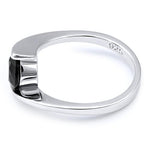 Sterling Silver Round Bezel Black CZ Ring